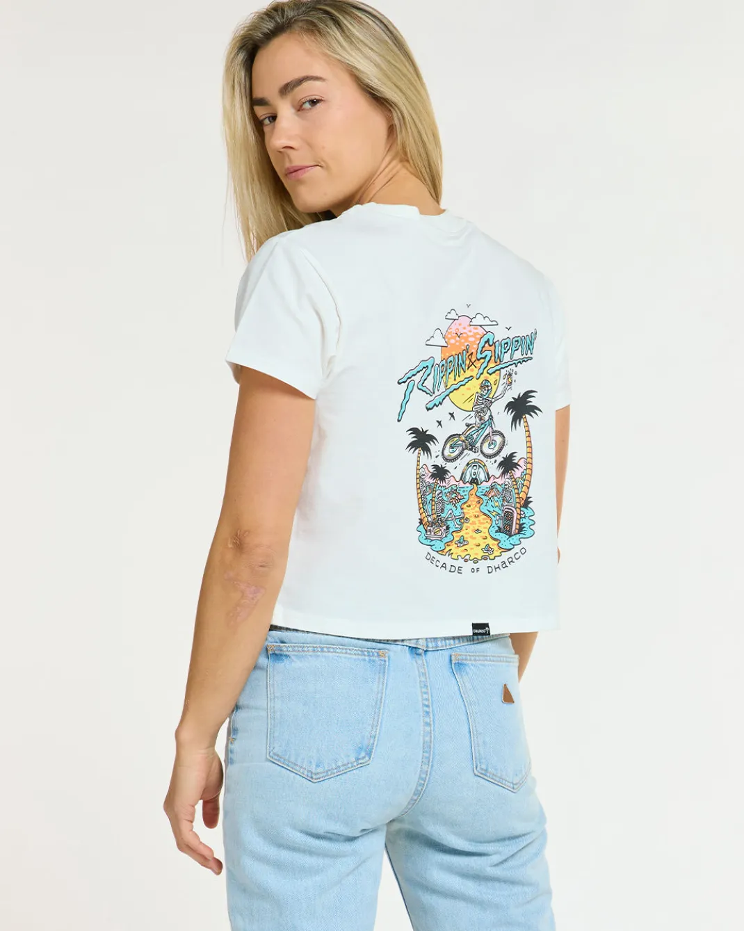 Womens Cotton Crop | Decade of DHaRCO White